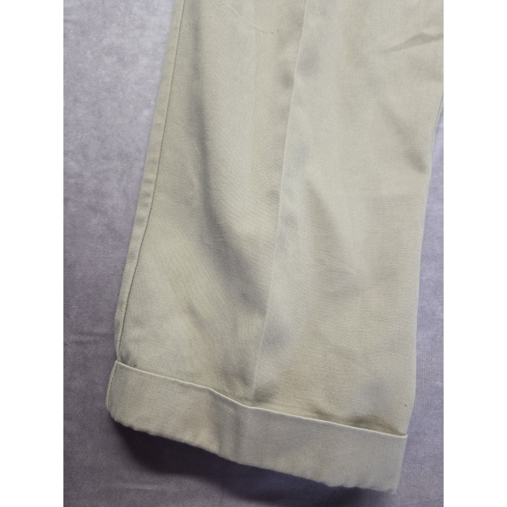 Arrow Pants Mens 36x34 Khaki Pleated Cuffed 100% Cotton Classic Career Preppy - Picture 2 of 9